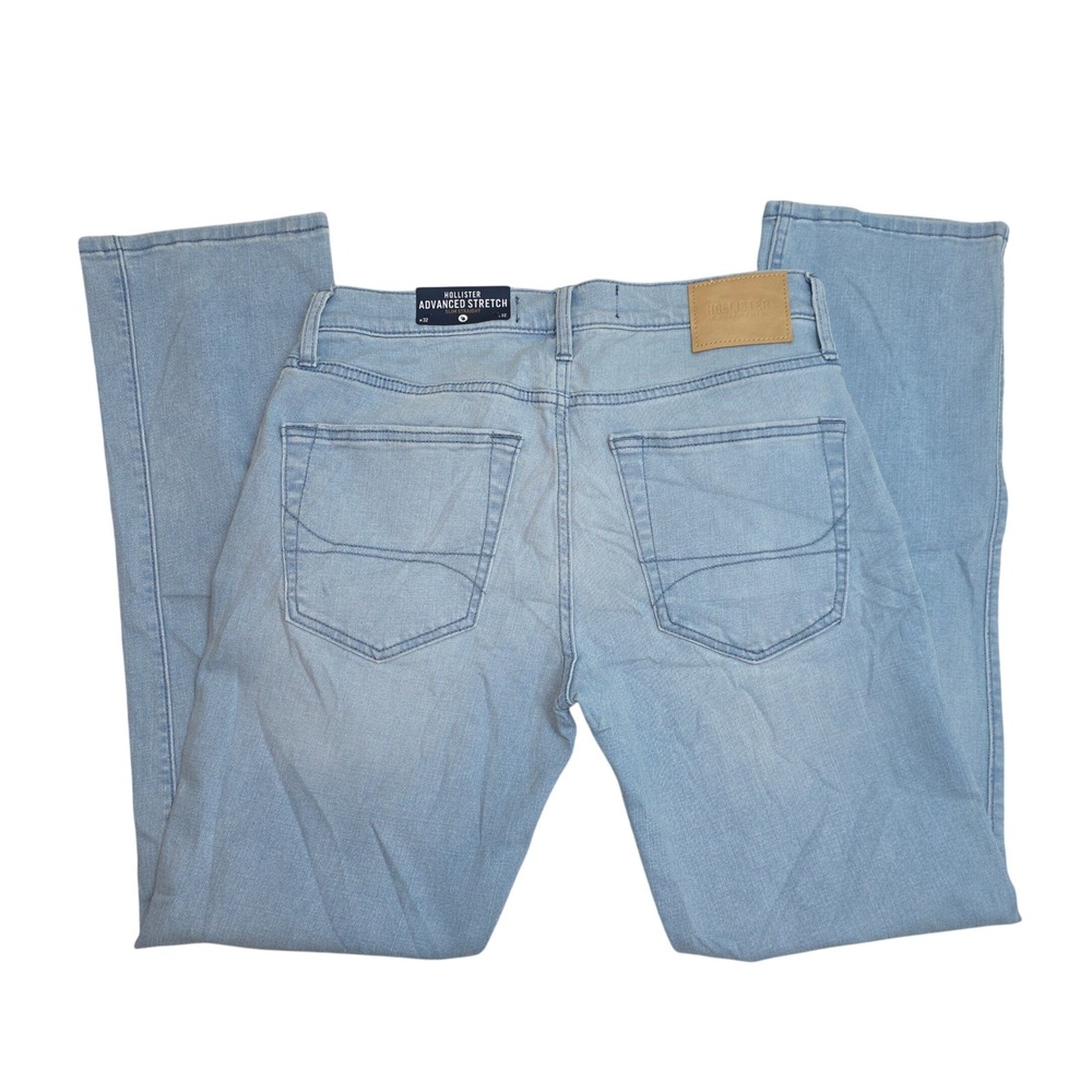 Hollister Mens Slim Straight Advanced Stretch Distressed Light Wash Jeans 32x32 - Picture 2 of 12